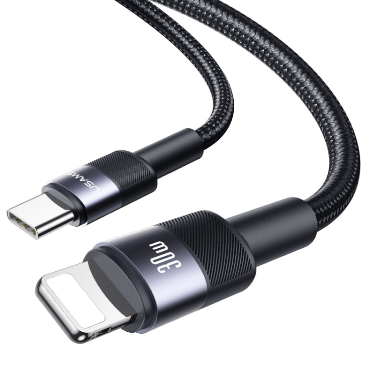 USAMS SJ729 30W USB-C/Type-C to 8 Pin Aluminum Alloy Data Cable, Length: 1.2m - Tarnish