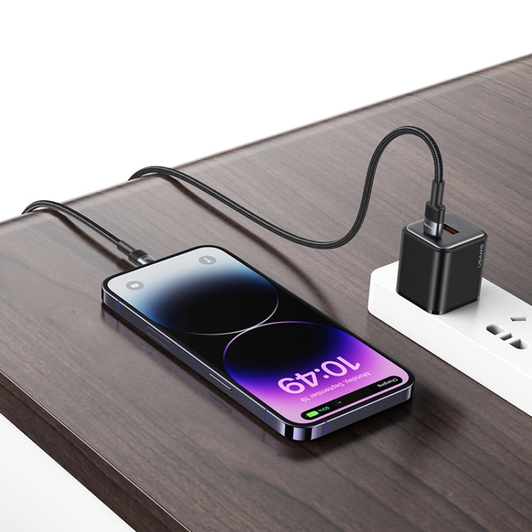 USAMS SJ729 30W USB-C/Type-C to 8 Pin Aluminum Alloy Data Cable, Length: 1.2m - Tarnish