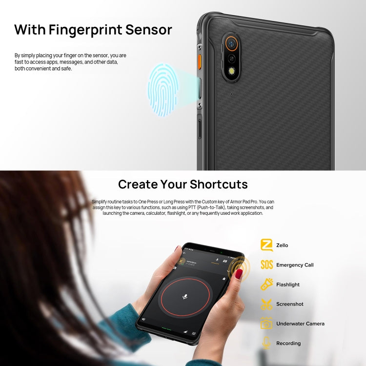[HK Warehouse] Ulefone Armor Pad Pro Rugged Tablet PC, 8GB+128GB, 8 inch Android 13 MediaTek MT8788 Octa Core 4G Network, EU Plug - Black