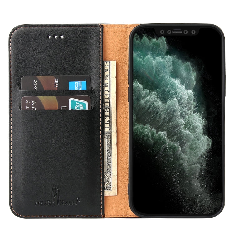 For iPhone 12 Pro Max Fierre Shann PU Genuine Leather Texture Horizontal Flip Leather Case with Holder & Card Slots & Wallet