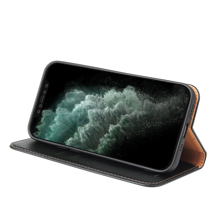For iPhone 12 Pro Max Fierre Shann PU Genuine Leather Texture Horizontal Flip Leather Case with Holder & Card Slots & Wallet