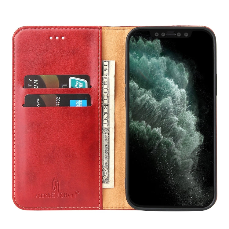 For iPhone 12 Pro Max Fierre Shann PU Genuine Leather Texture Horizontal Flip Leather Case with Holder & Card Slots & Wallet