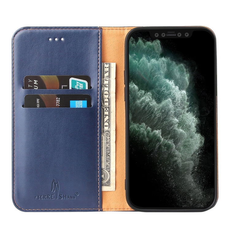 For iPhone 12 Pro Max Fierre Shann PU Genuine Leather Texture Horizontal Flip Leather Case with Holder & Card Slots & Wallet