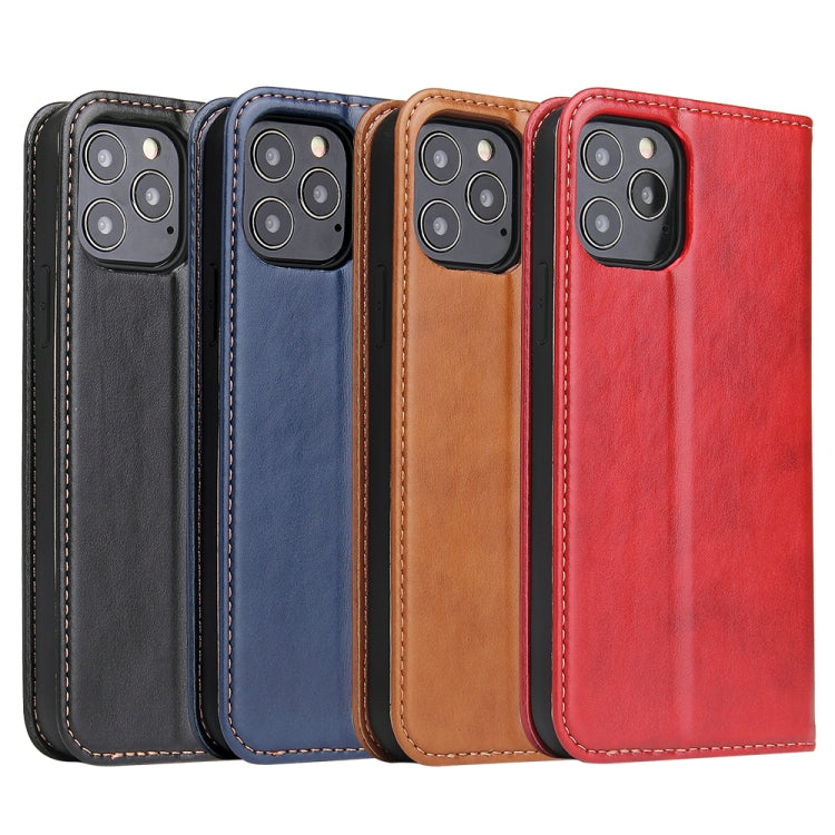 For iPhone 12 Pro Max Fierre Shann PU Genuine Leather Texture Horizontal Flip Leather Case with Holder & Card Slots & Wallet