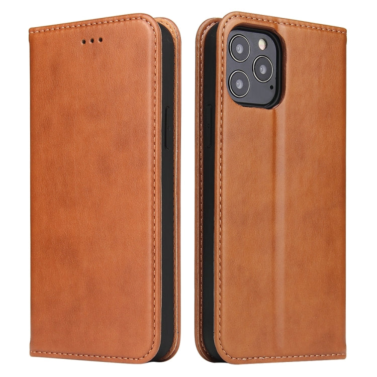 For iPhone 12 Pro Max Fierre Shann PU Genuine Leather Texture Horizontal Flip Leather Case with Holder & Card Slots & Wallet