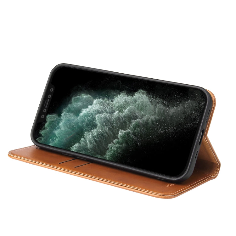 For iPhone 12 Pro Max Fierre Shann PU Genuine Leather Texture Horizontal Flip Leather Case with Holder & Card Slots & Wallet