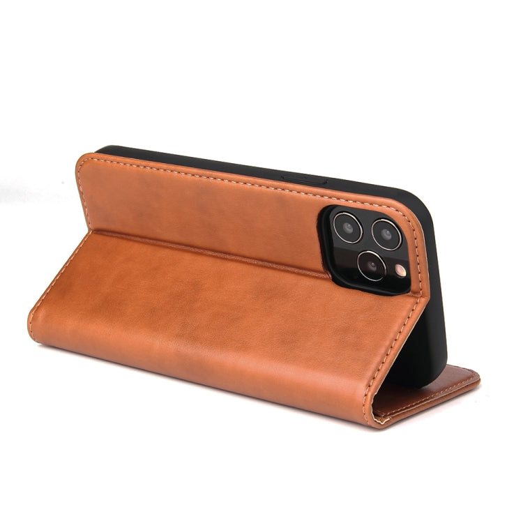 For iPhone 12 Pro Max Fierre Shann PU Genuine Leather Texture Horizontal Flip Leather Case with Holder & Card Slots & Wallet