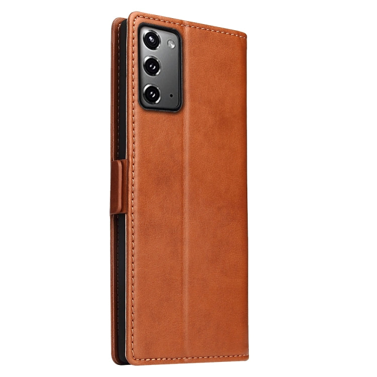 For Samsung Galaxy Note20 Fierre Shann PU Genuine Leather Texture Horizontal Flip Leather Case with Holder & Card Slots & Wallet