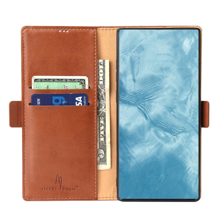 For Samsung Galaxy Note20 Fierre Shann PU Genuine Leather Texture Horizontal Flip Leather Case with Holder & Card Slots & Wallet