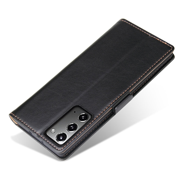For Samsung Galaxy Note20 Ultra Fierre Shann PU Genuine Leather Texture Horizontal Flip Leather Case with Holder & Card Slots & Wallet