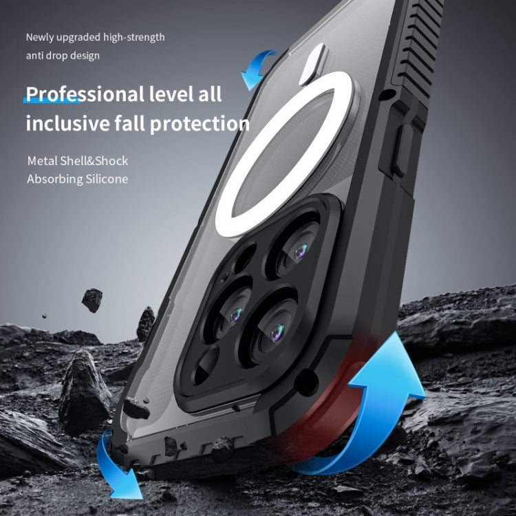 For iPhone 15 Pro Max MagSafe Shockproof Metal Phone Case