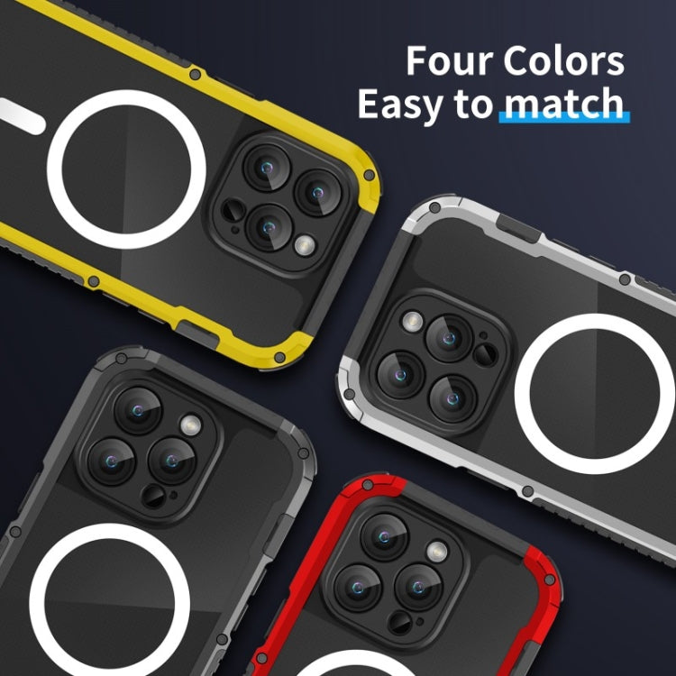 For iPhone 15 Pro MagSafe Shockproof Metal Phone Case
