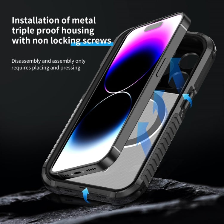 For iPhone 15 Pro MagSafe Shockproof Metal Phone Case