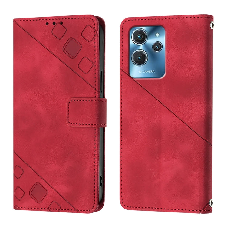 For Oukitel C32 Skin Feel Embossed Leather Phone Case