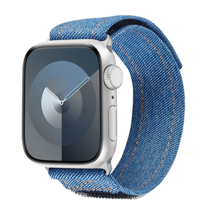 For Apple Watch SE 44mm Cowboy Nylon Hook and Loop Fastener Watch Band