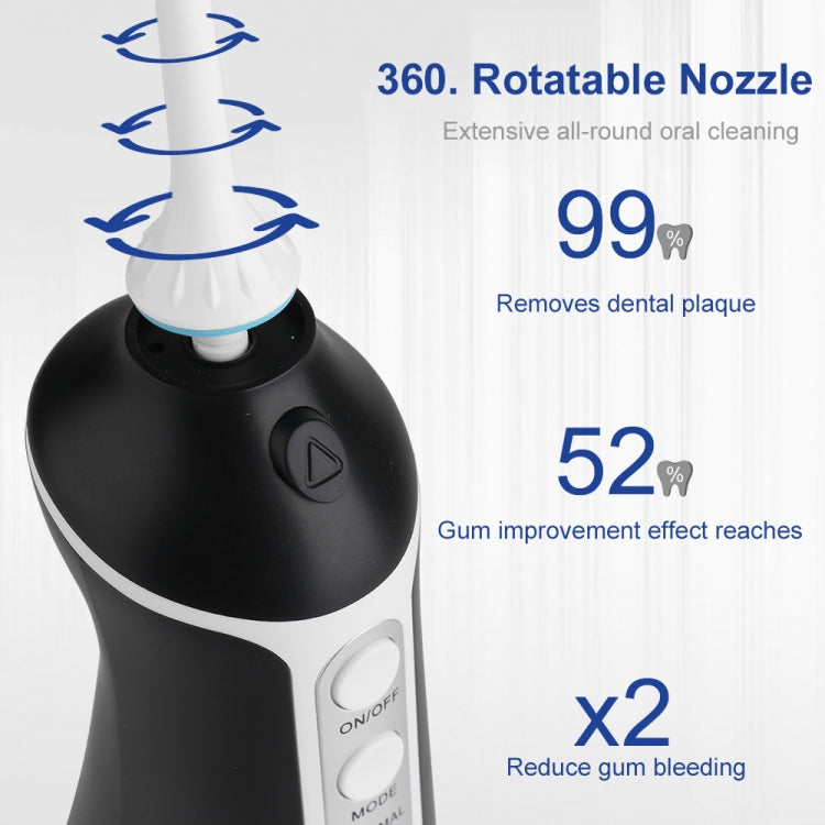 Portable Water Flosser Teeth Cleaner IPX8 Waterproof Electric Oral Irrigator, Capacity: 300ml(Black)