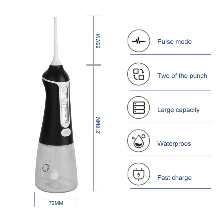 Portable Water Flosser Teeth Cleaner IPX8 Waterproof Electric Oral Irrigator, Capacity: 300ml(Black)