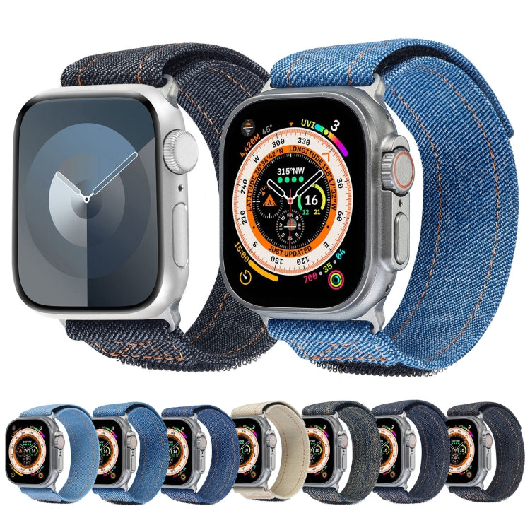 For Apple Watch SE 44mm Cowboy Nylon Hook and Loop Fastener Watch Band