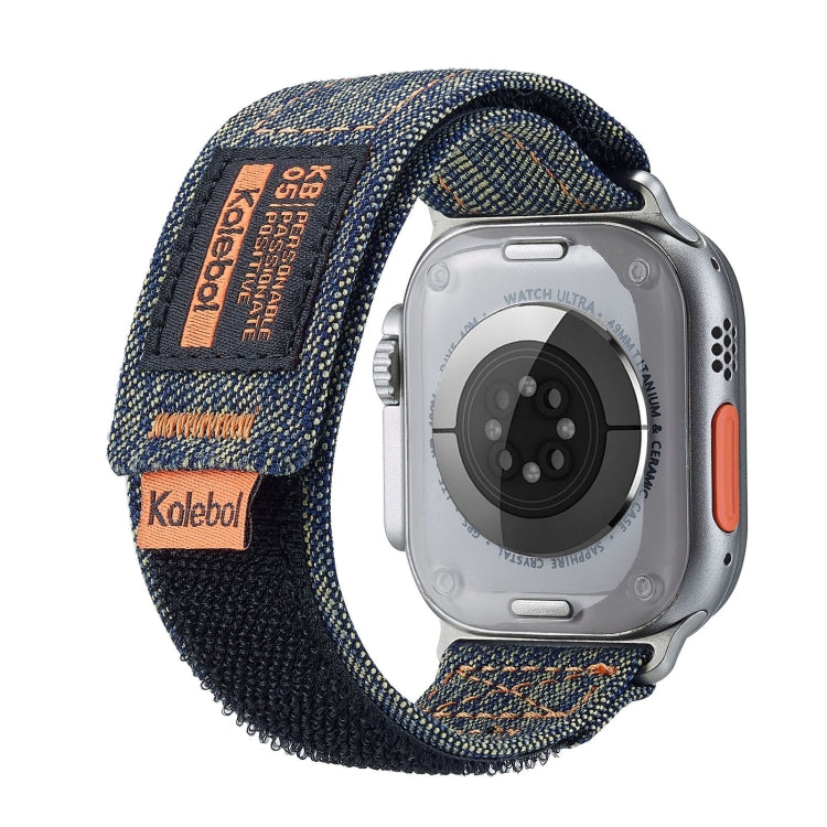 For Apple Watch Series 7 45mm Cowboy Nylon Hook and Loop Fastener Watch Band
