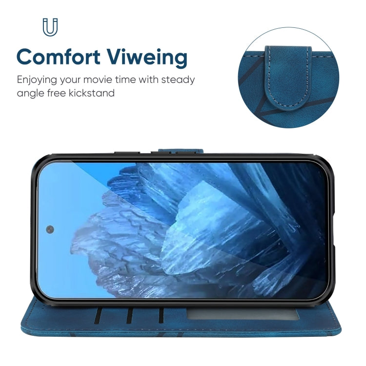 For Google Pixel 9 / 9 Pro Skin Feel Geometric Lines Leather Phone Case