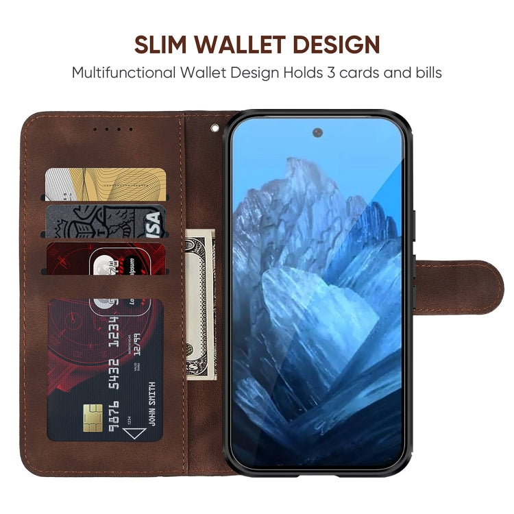 For Google Pixel 9 Pro XL Skin Feel Geometric Lines Leather Phone Case