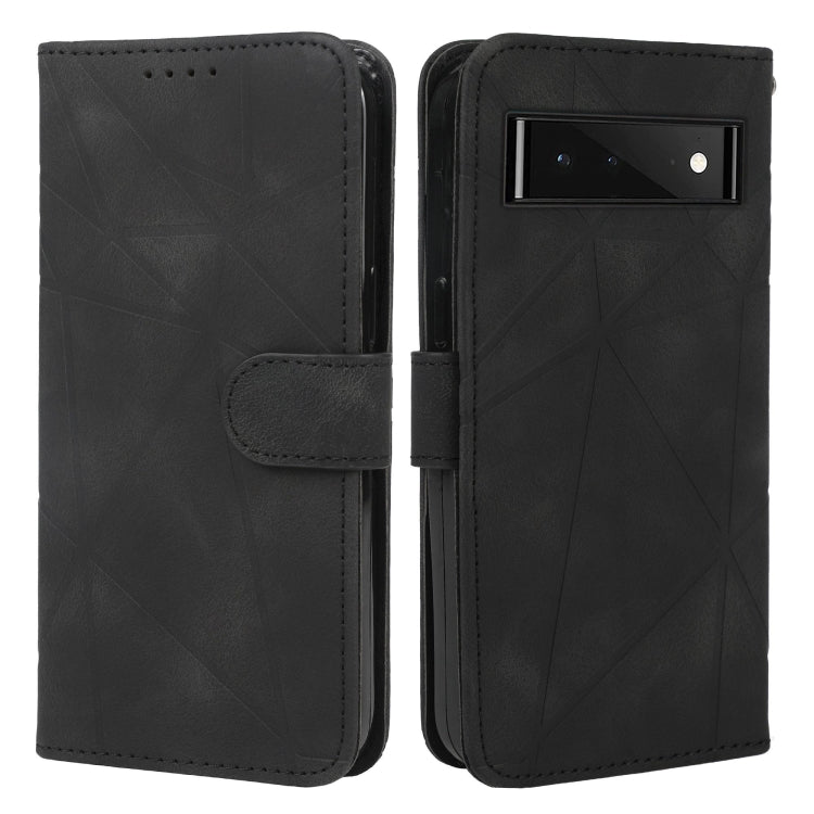 For Google Pixel 6a Skin Feel Geometric Lines Leather Phone Case