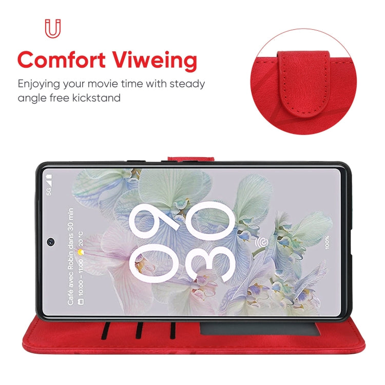 For Google Pixel 6a Skin Feel Geometric Lines Leather Phone Case