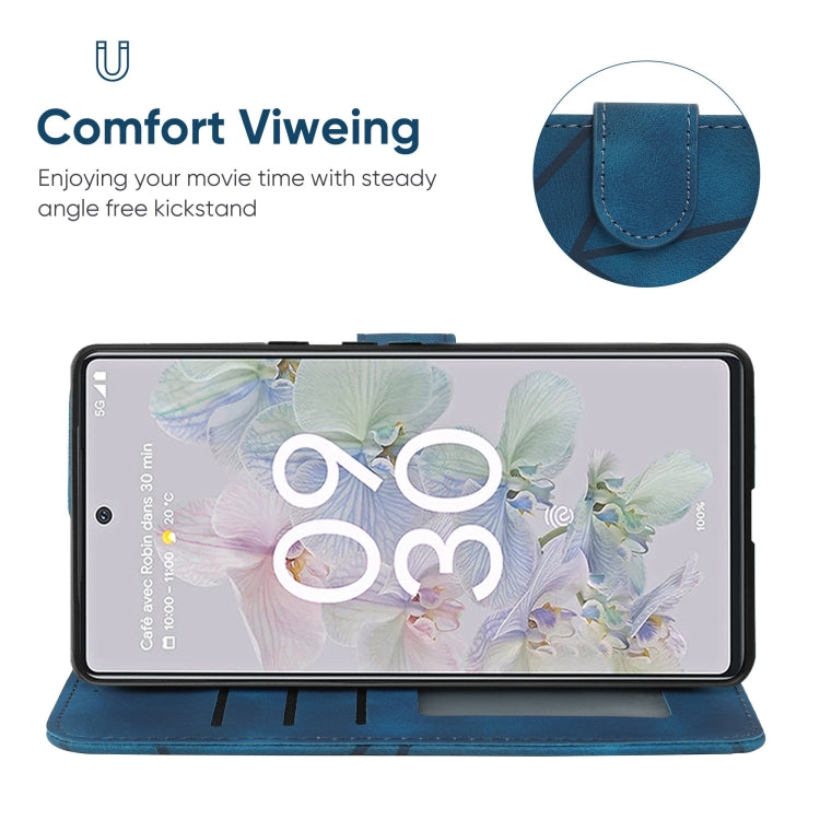 For Google Pixel 6a Skin Feel Geometric Lines Leather Phone Case