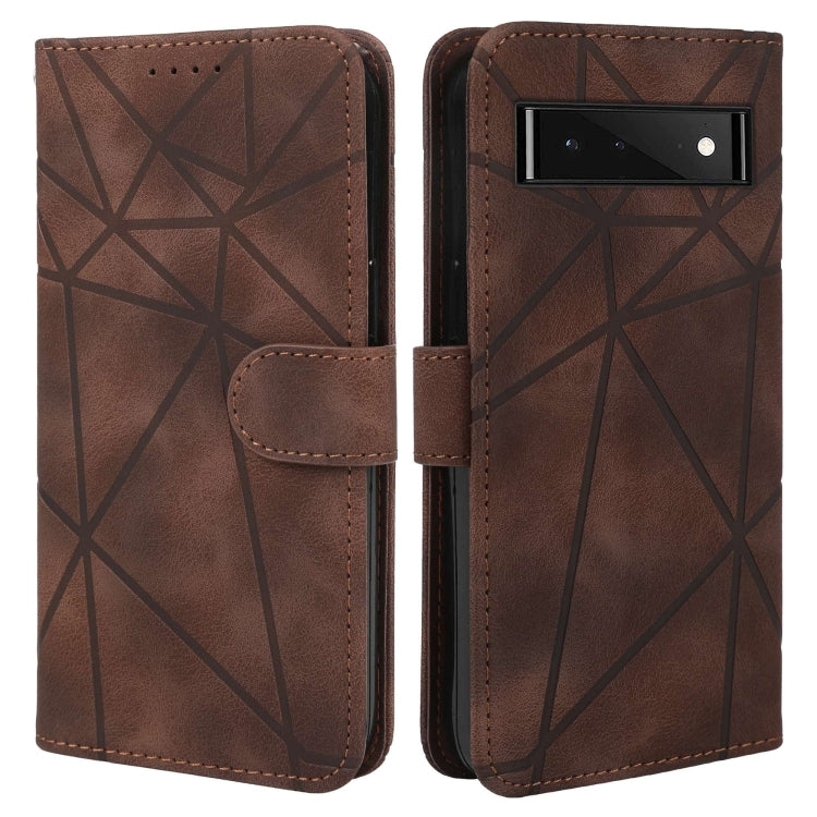 For Google Pixel 6a Skin Feel Geometric Lines Leather Phone Case