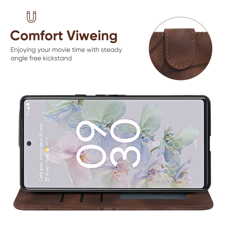 For Google Pixel 6a Skin Feel Geometric Lines Leather Phone Case