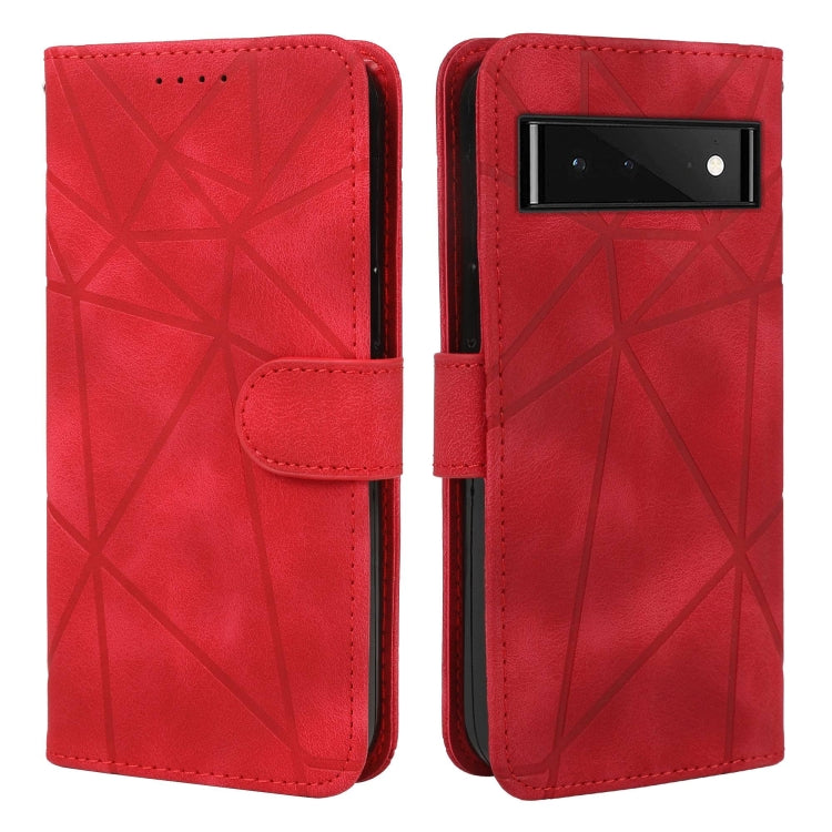 For Google Pixel 6 Skin Feel Geometric Lines Leather Phone Case