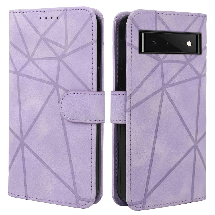 For Google Pixel 6 Pro Skin Feel Geometric Lines Leather Phone Case