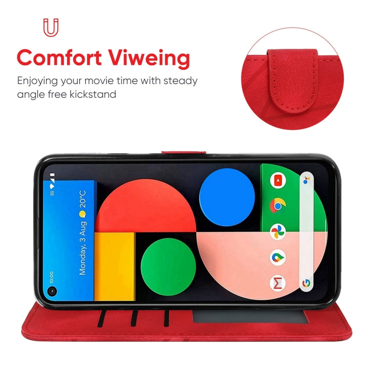 For Google Pixel 5a Skin Feel Geometric Lines Leather Phone Case