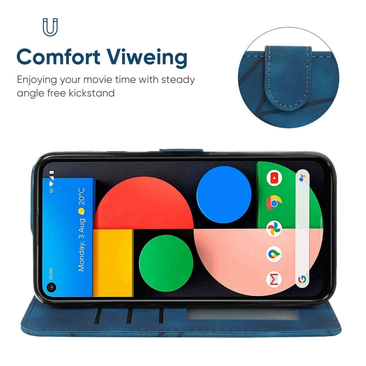 For Google Pixel 5a Skin Feel Geometric Lines Leather Phone Case