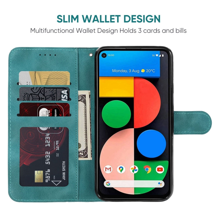 For Google Pixel 5a Skin Feel Geometric Lines Leather Phone Case