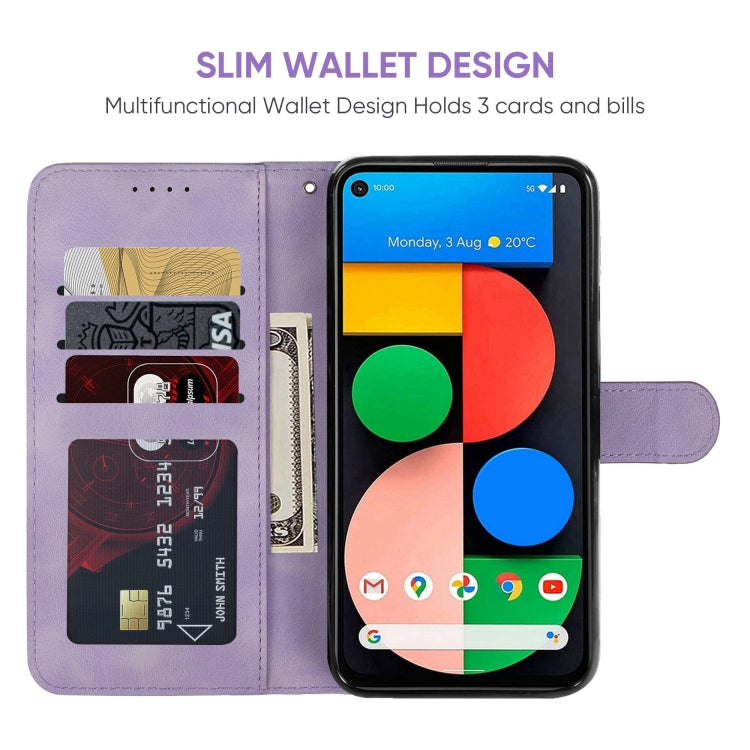 For Google Pixel 5a Skin Feel Geometric Lines Leather Phone Case