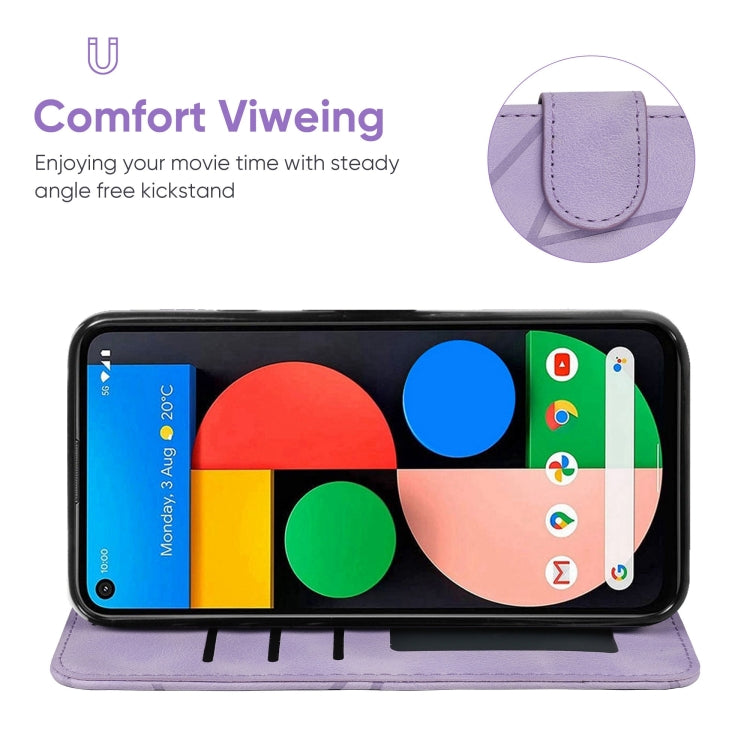 For Google Pixel 5a Skin Feel Geometric Lines Leather Phone Case