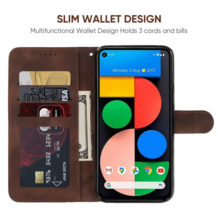 For Google Pixel 5a Skin Feel Geometric Lines Leather Phone Case
