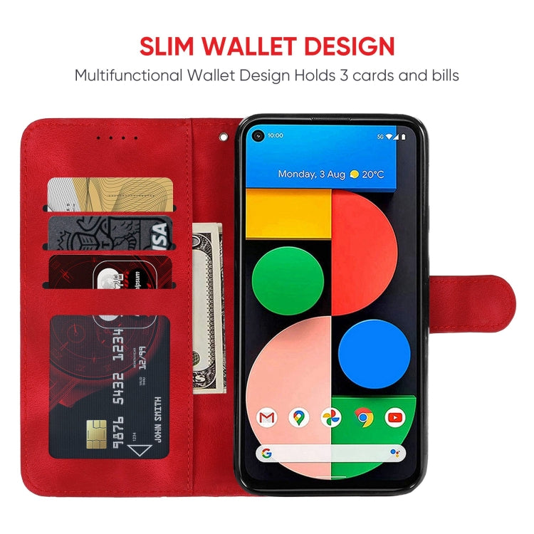 For Google Pixel 5 Skin Feel Geometric Lines Leather Phone Case