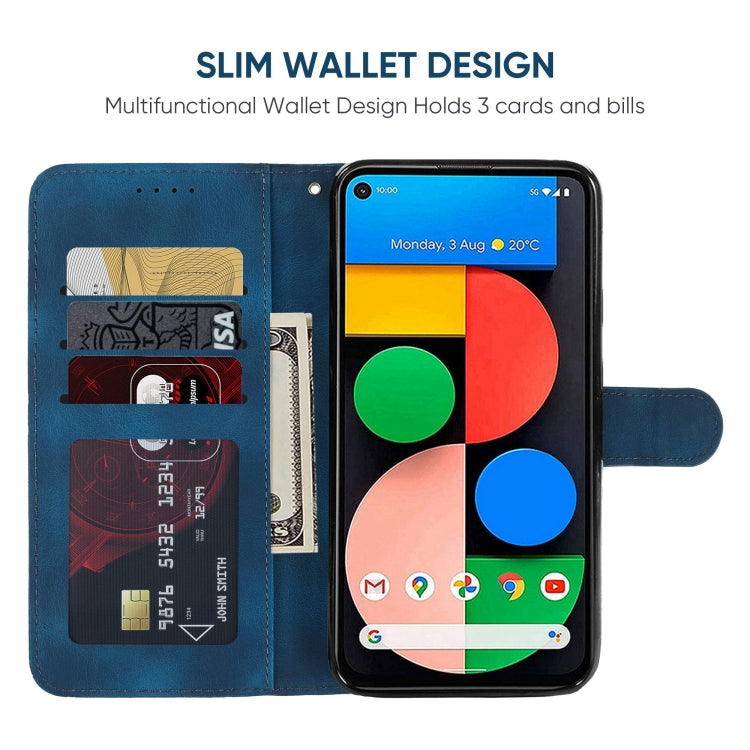 For Google Pixel 5 Skin Feel Geometric Lines Leather Phone Case