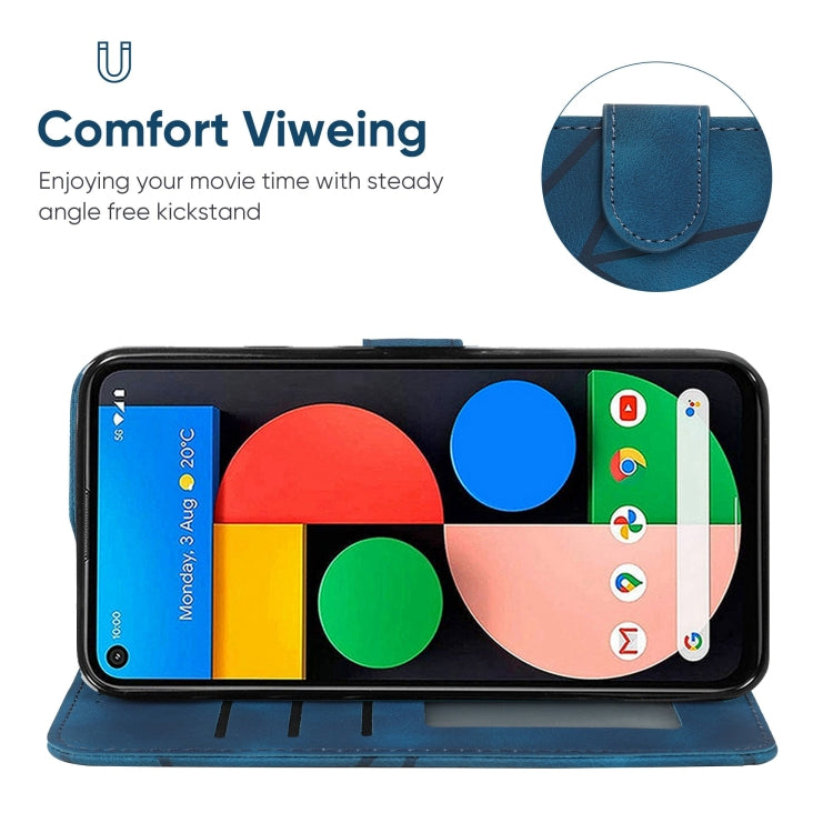 For Google Pixel 5 Skin Feel Geometric Lines Leather Phone Case