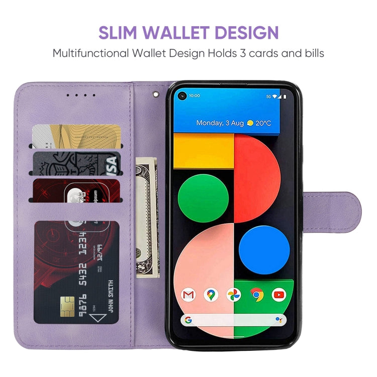For Google Pixel 5 Skin Feel Geometric Lines Leather Phone Case