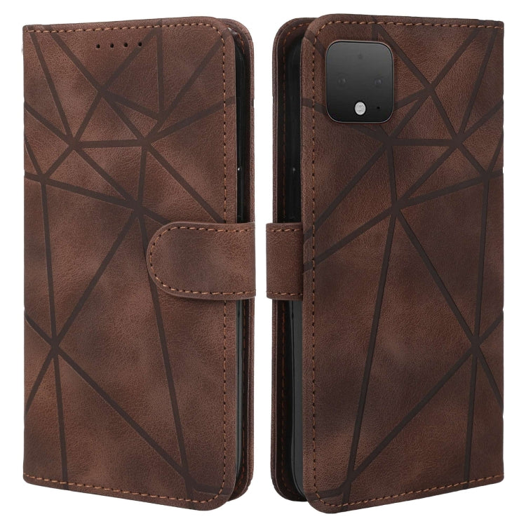 For Google Pixel 4 XL Skin Feel Geometric Lines Leather Phone Case