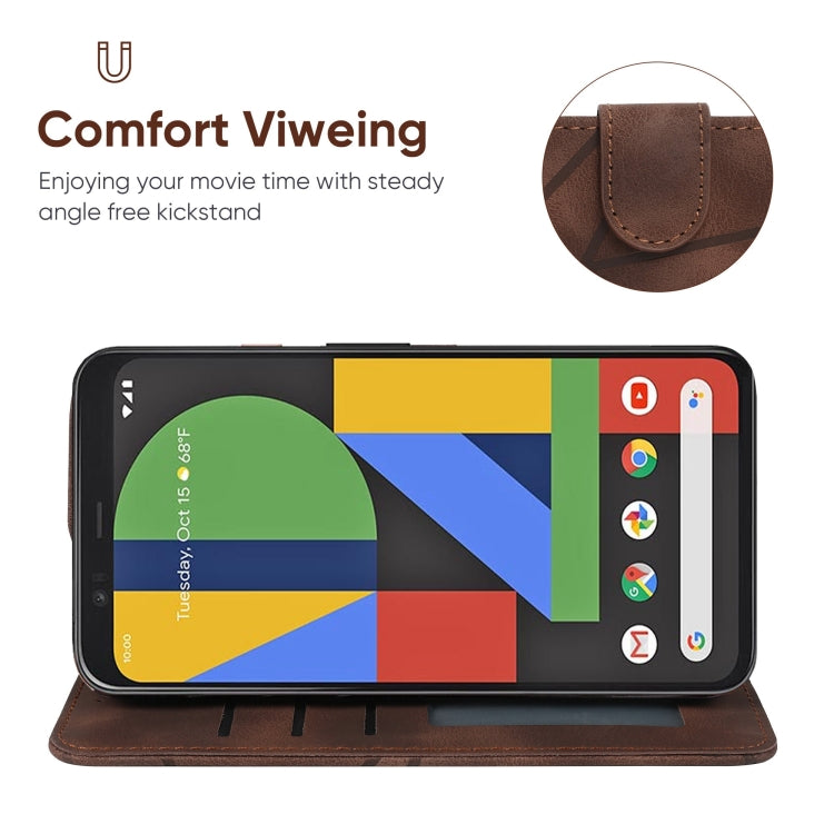 For Google Pixel 4 XL Skin Feel Geometric Lines Leather Phone Case