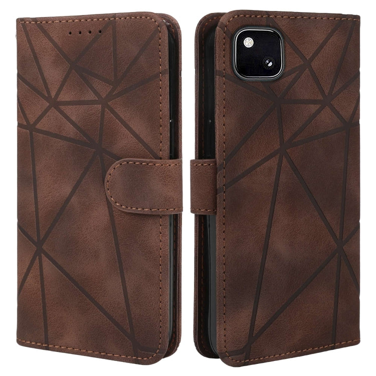 For Google Pixel 4a 4G Skin Feel Geometric Lines Leather Phone Case