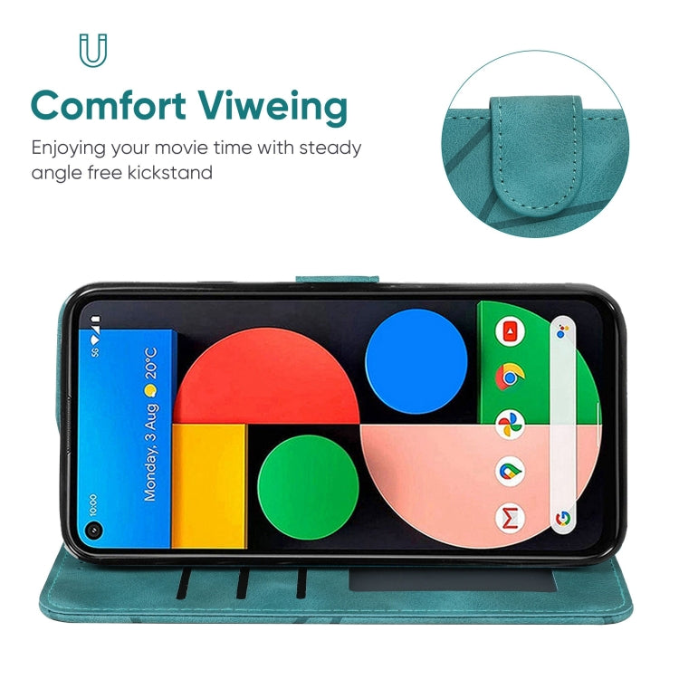 For Google Pixel 4a 5G Skin Feel Geometric Lines Leather Phone Case