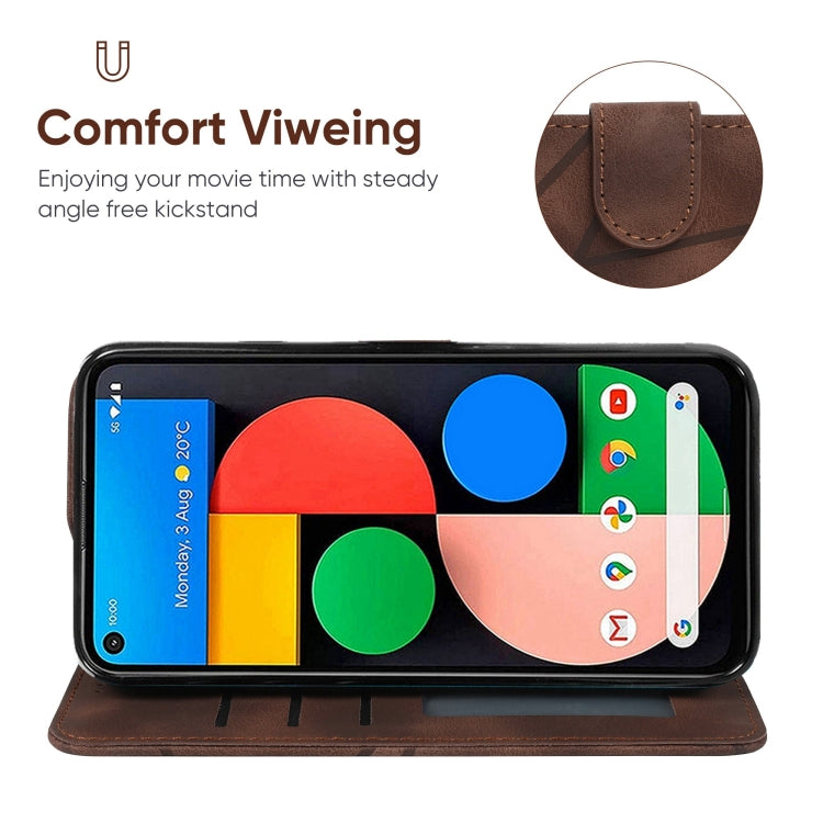 For Google Pixel 4a 5G Skin Feel Geometric Lines Leather Phone Case