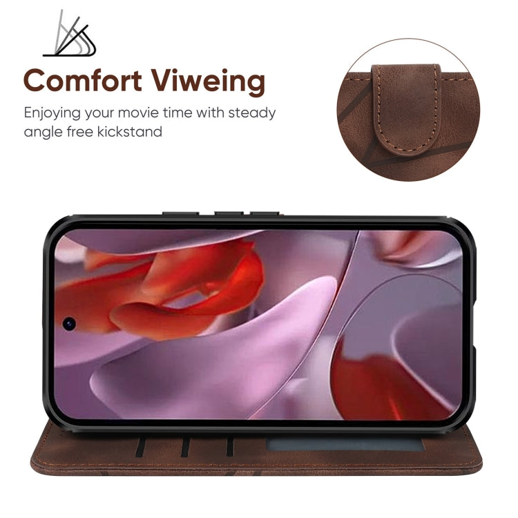 For Google Pixel 9a Skin Feel Geometric Lines Leather Phone Case
