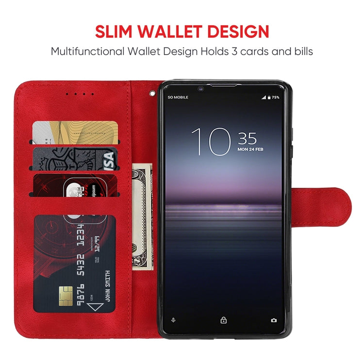 For Sony Xperia 1 II Skin Feel Geometric Lines Leather Phone Case