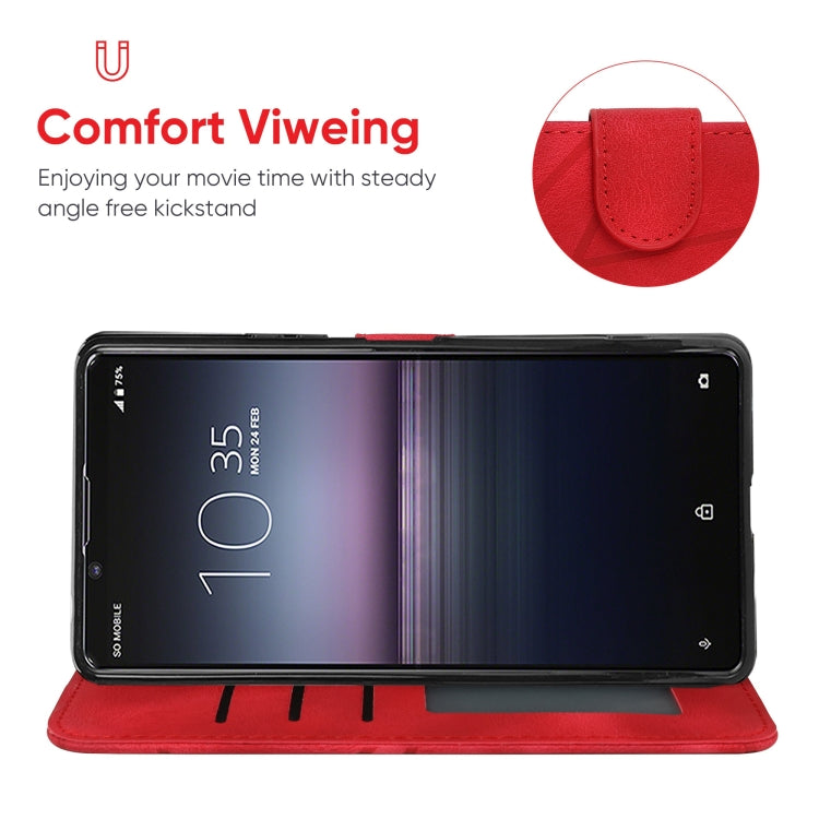 For Sony Xperia 1 II Skin Feel Geometric Lines Leather Phone Case